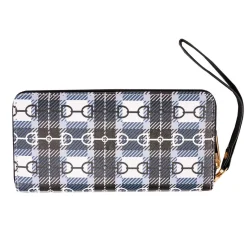 AWST Lila Black Snaffle Bit Plaid Zippered Wallet W/ Wristlet