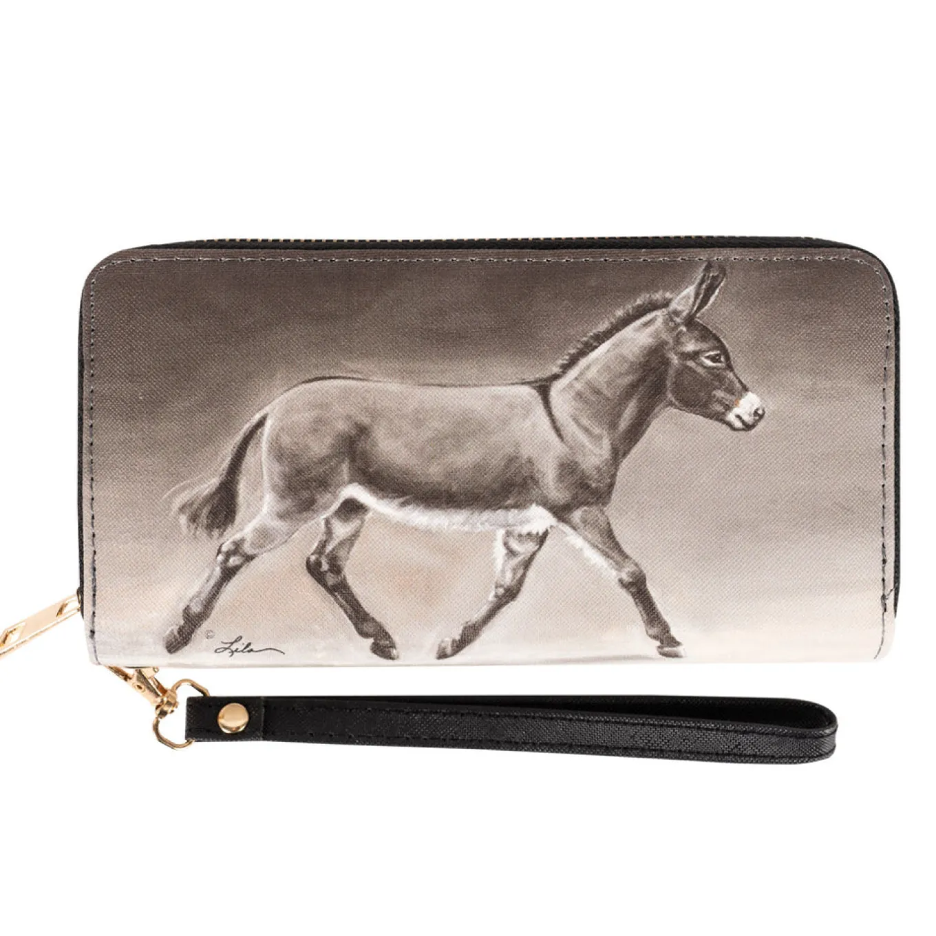 AWST Lila Donkey On The Move Zippered Wallet W/ Wristlet