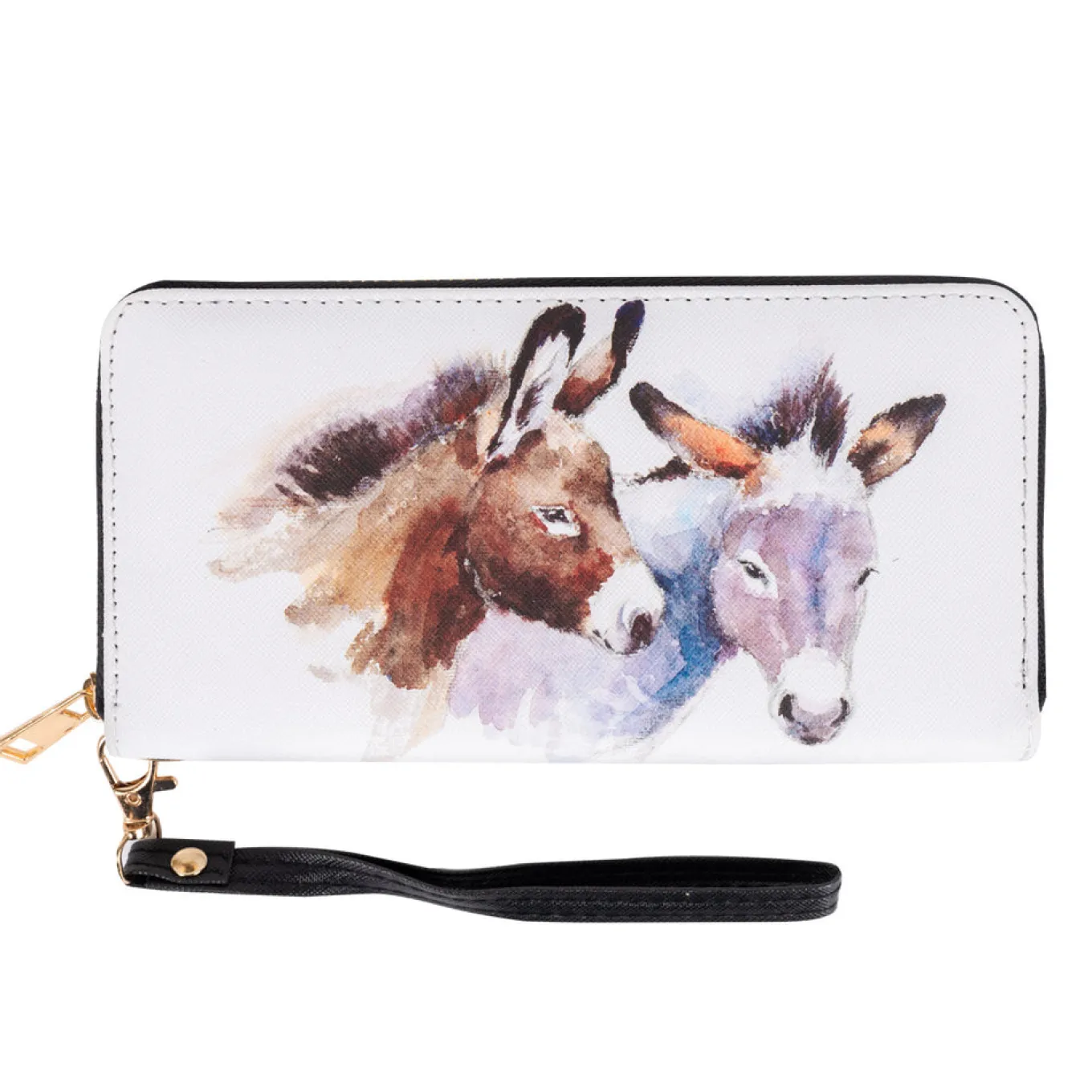 AWST Pair Of Donkeys Zippered Wallet W/ Wristlet