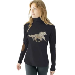 Chestnut Bay Rider Running Horses Lounge Turtleneck