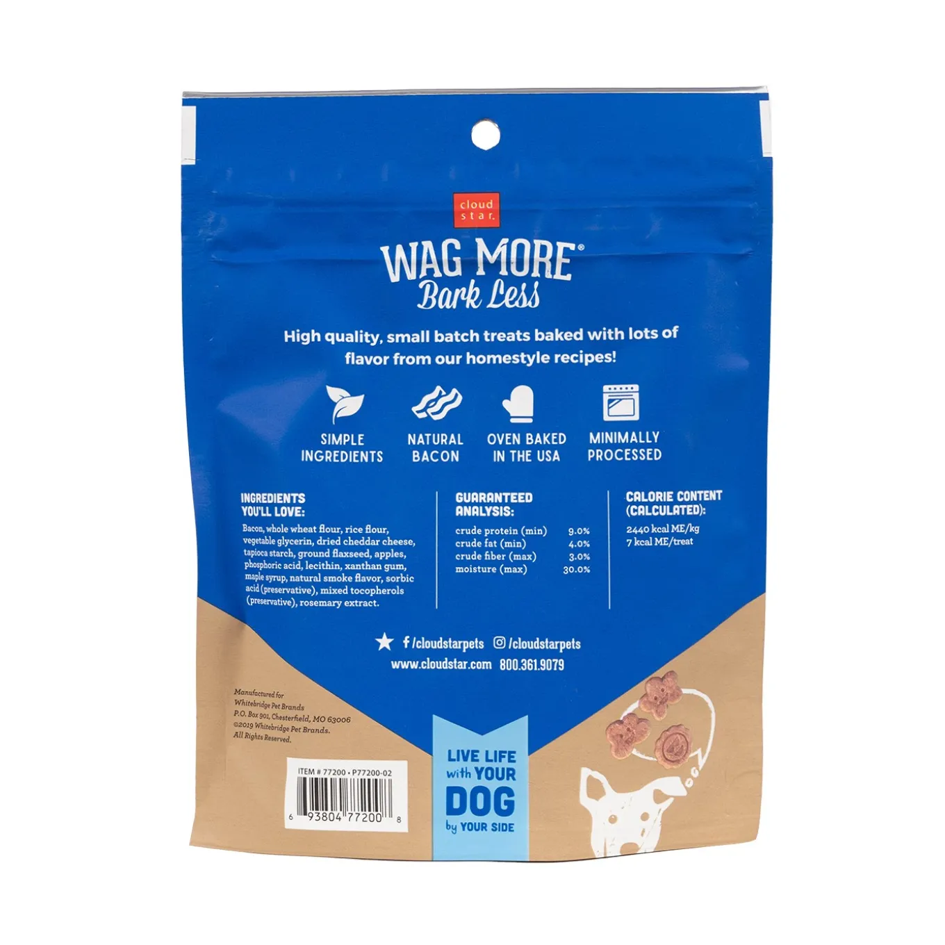 Cloud Star Wag More, Bark Less Soft & Chewy Bacon, Cheese & Apples Dog Treats 170 g