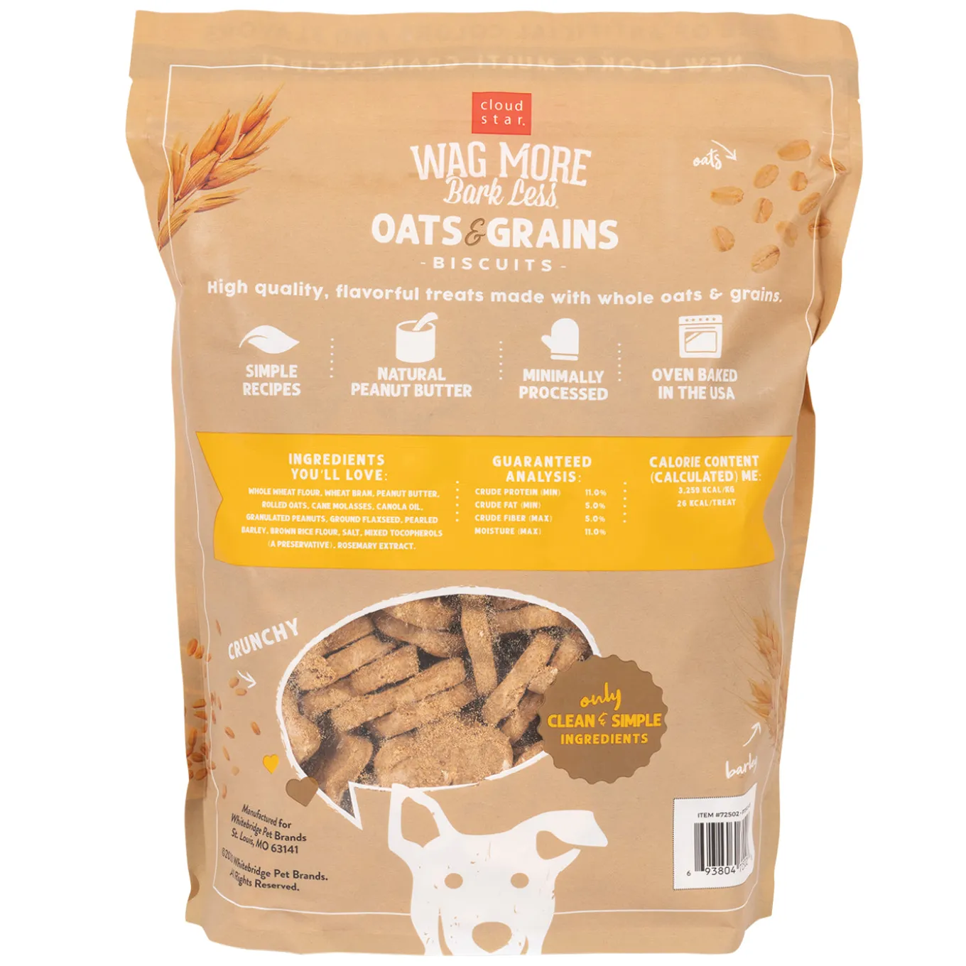 Cloud Star Wag More, Bark Less Oven Baked Crunchy Peanut Butter Dog Treats 1.36 kg