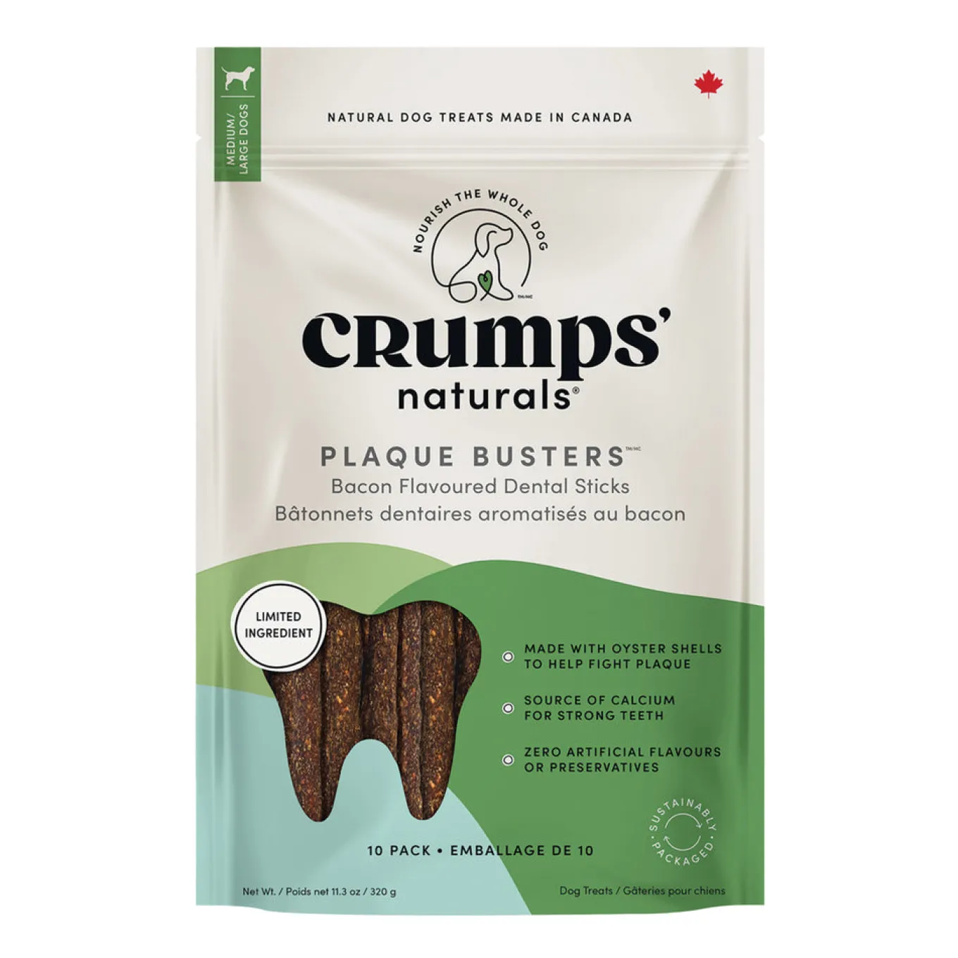 Crumps Plaque Busters Bacon Dog Chews 18 cm