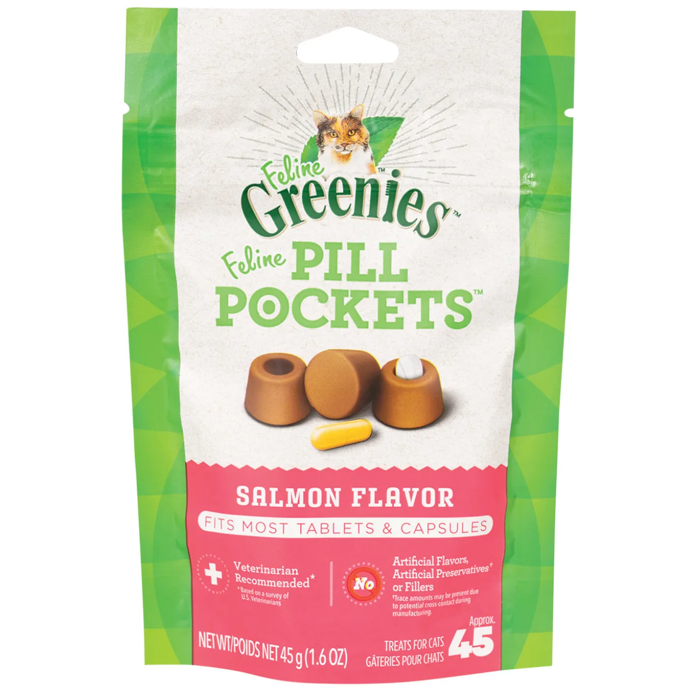 Feline Greenies Salmon Pill Pockets Cat Treats 17 g