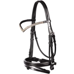 FFE Crystal V Silver Piping Dressage Snaffle Bridle