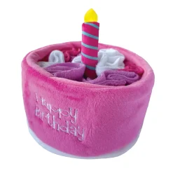 Fou Fou Brands Fou Fit Hide 'N Seek Birthday Cake Snuffle Pink Dog Toy 13 cm