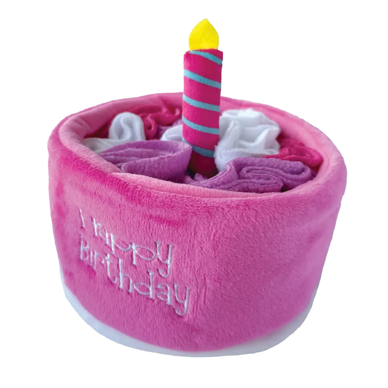 Fou Fou Brands Fou Fit Hide 'N Seek Birthday Cake Snuffle Pink Dog Toy 13 cm