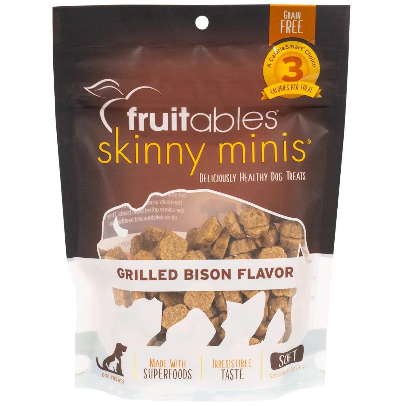 Fruitables Skinny Minis Chewy Grilled Bison Dog Treats 141 g
