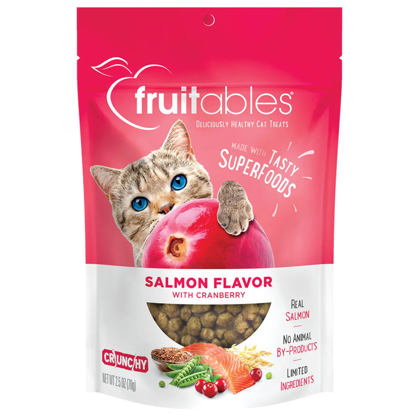 Fruitables Wildly Natural Salmon & Cranberry Crunchy Cat Treats 70 g