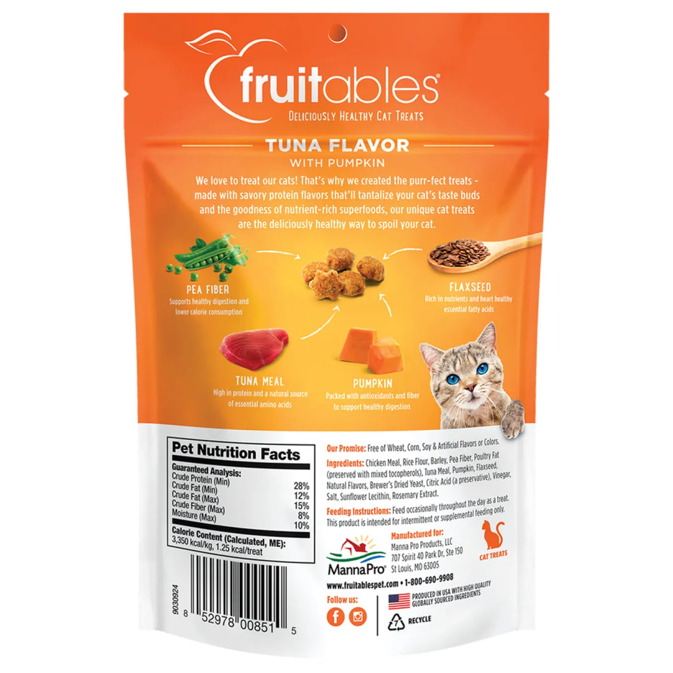 Fruitables Wildly Natural Tuna & Pumpkin Crunchy Cat Treats 70 g