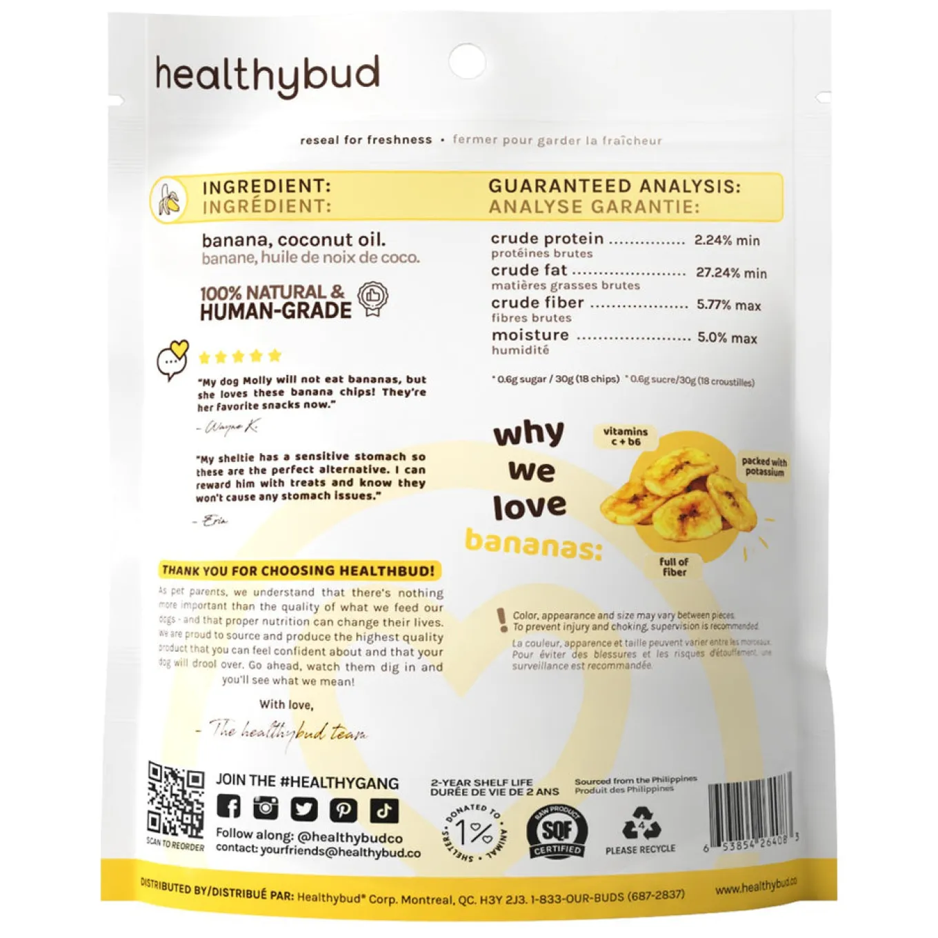 Healthybud Banana Chips Dog Treats 150 g