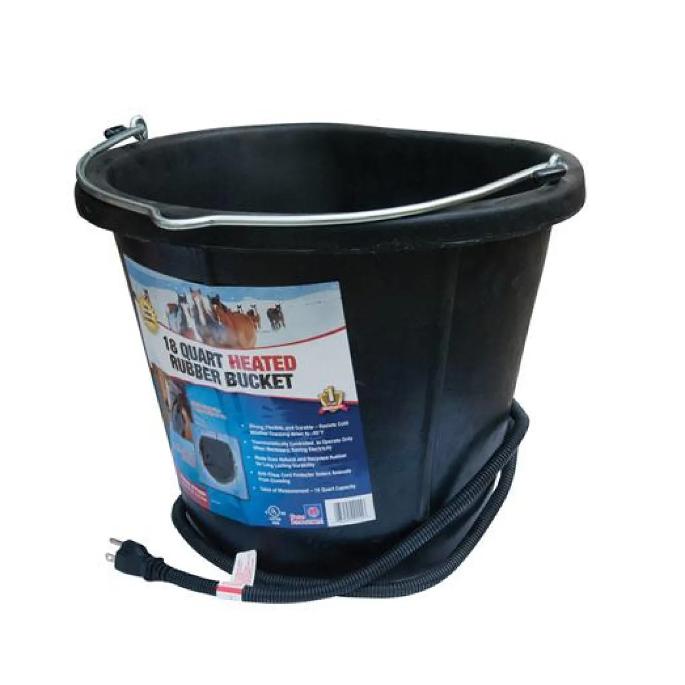 Heated Flat Back Rubber Water Bucket 17 L