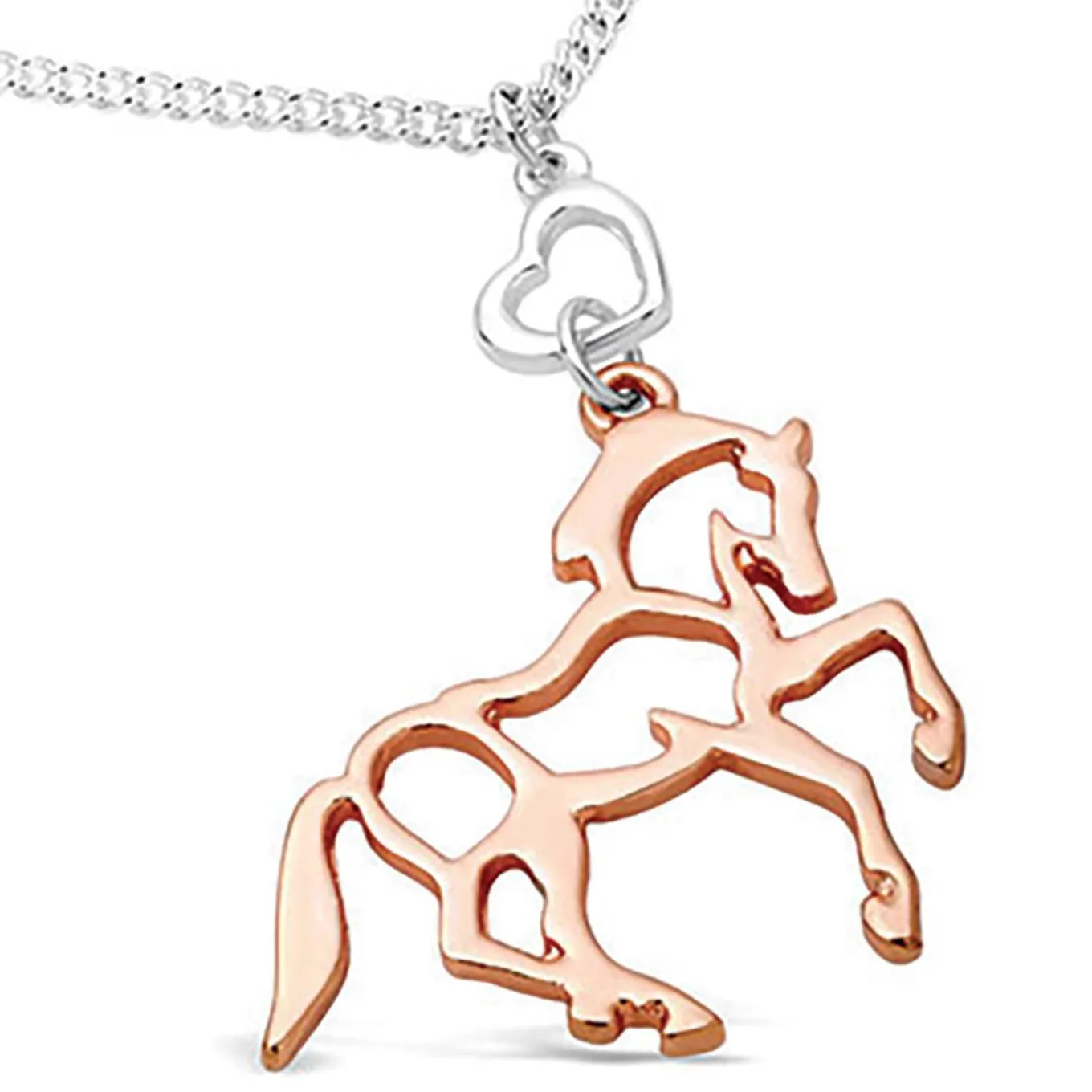 Kelley & Co. Rose Gold Horse Suspended from Silver Heart Necklace