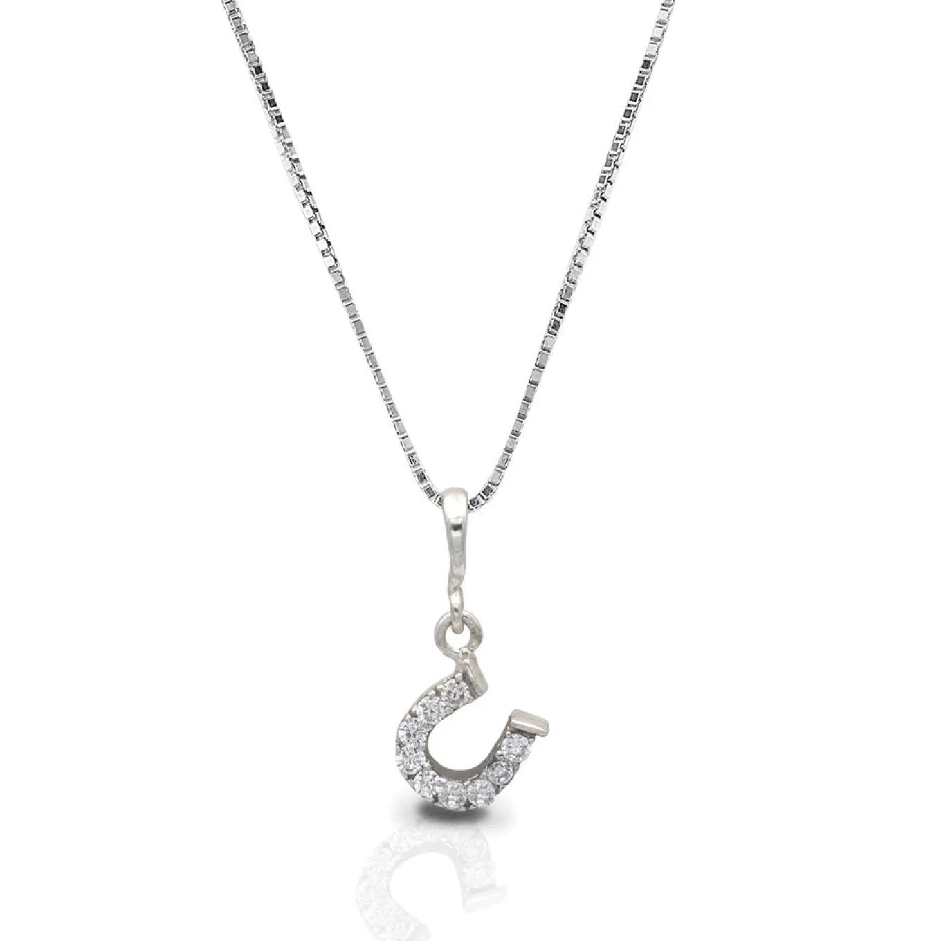 Kelly Herd Clear Dangle Horseshoe Necklace
