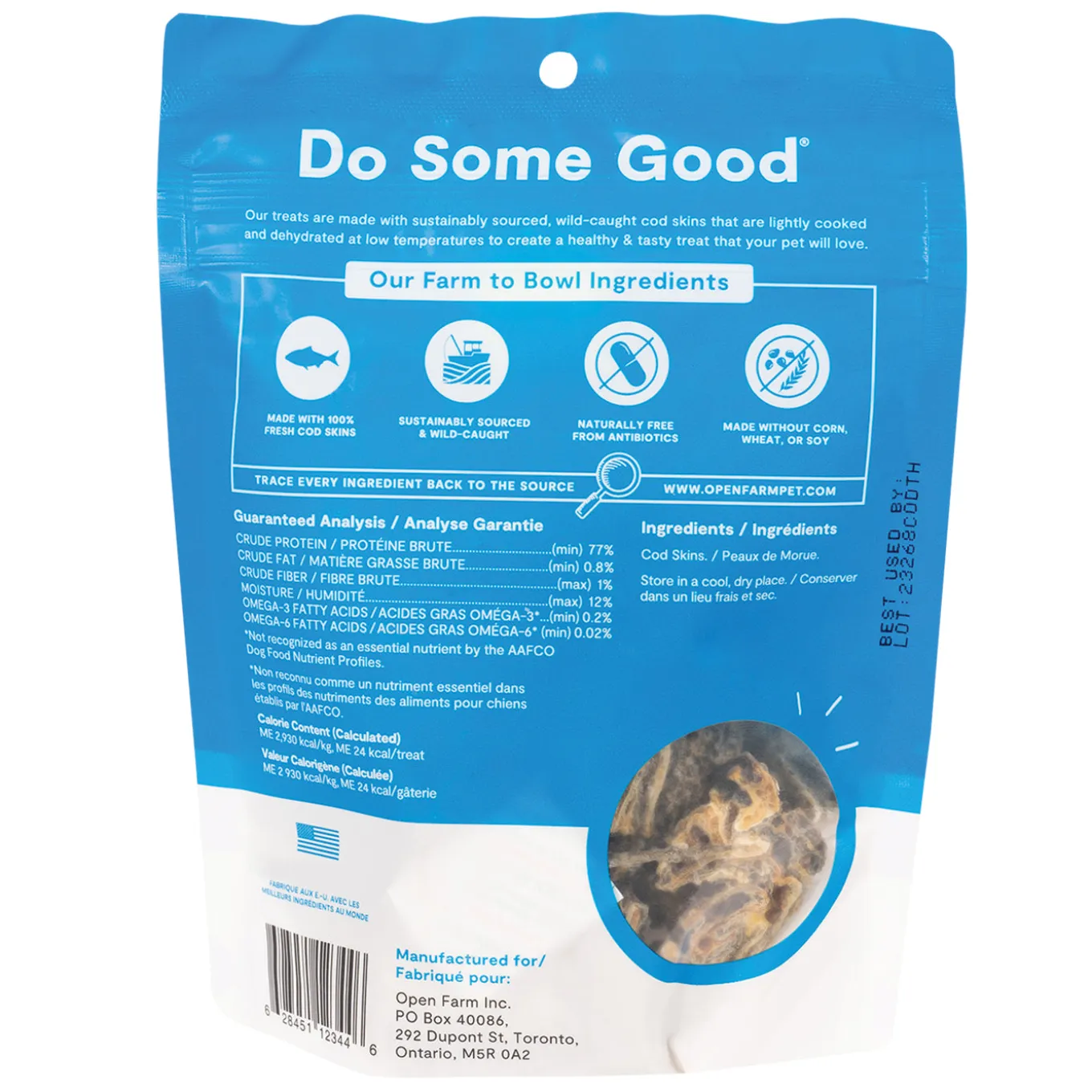 Open Farm Dehydrated Cod Skins Dog Treats 63 g