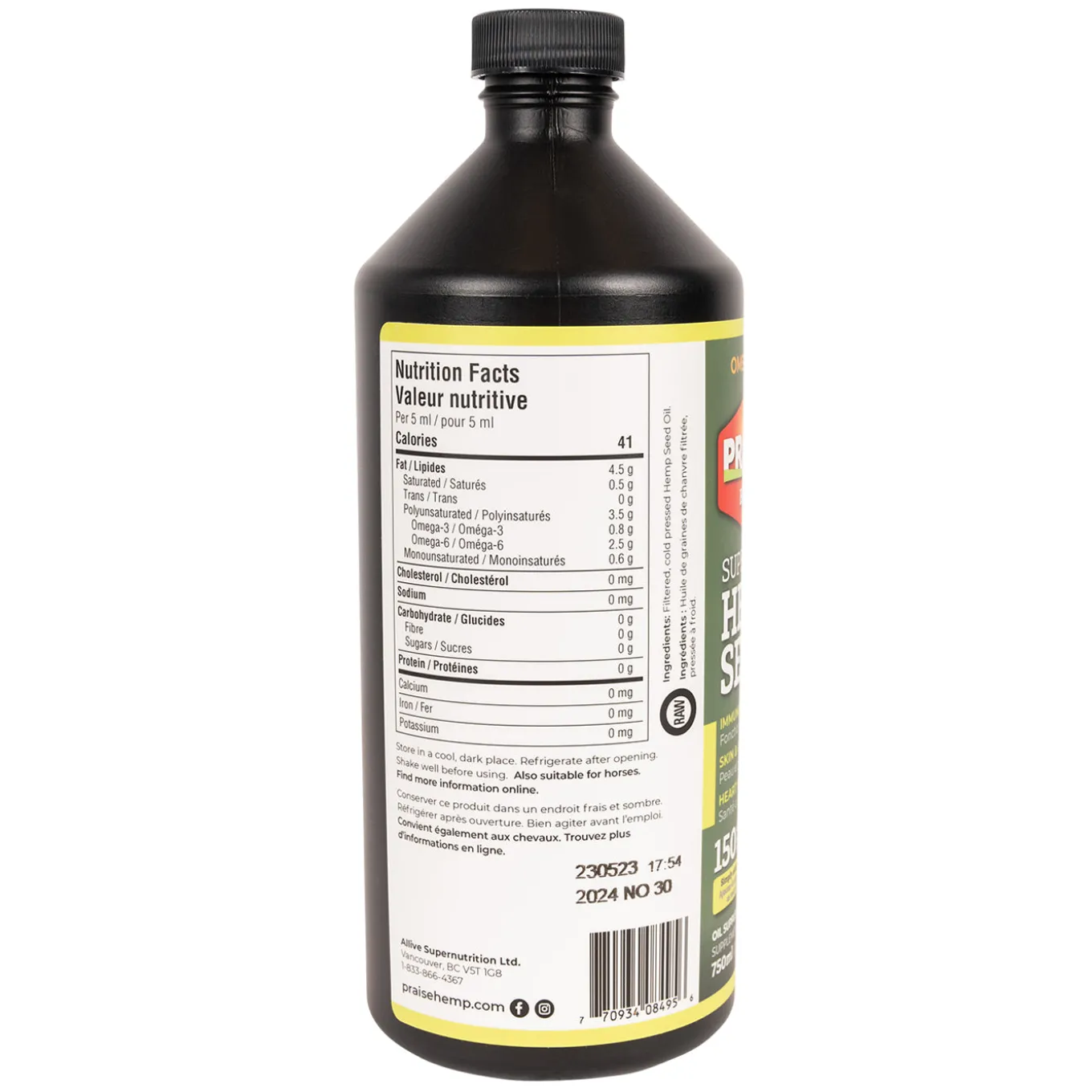 Praise Hemp Oil 750 mL