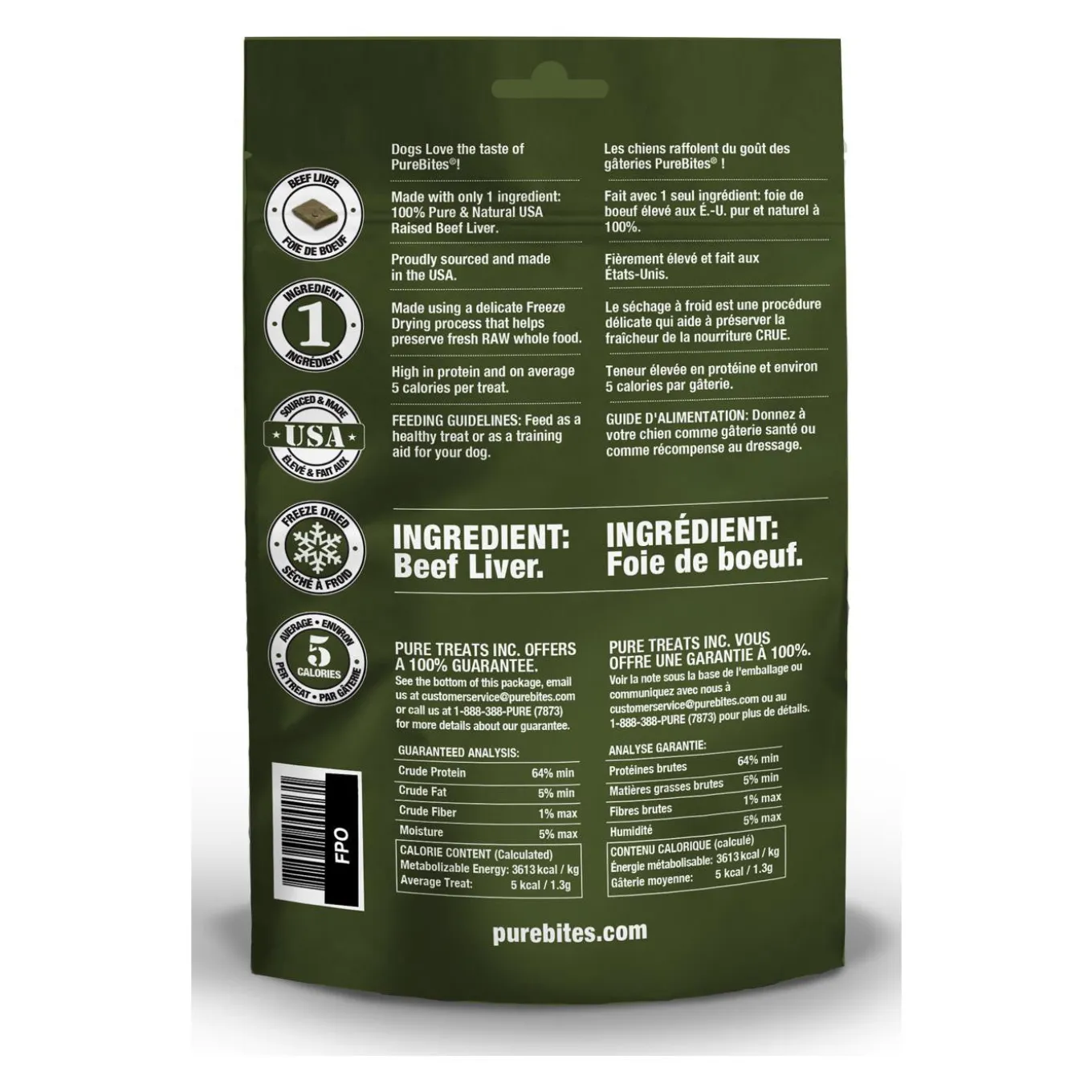 PureBites Freeze Dried Beef Liver Dog Treats 120 g