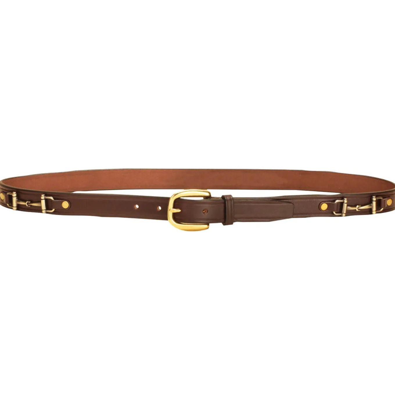 Tory Leather Snaffle Bit Belt W/ Brass Snaffle Bits & Buckle